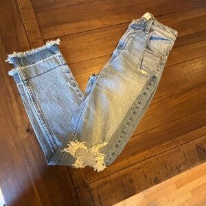 Abercrombie Distressed High Rise Mom Jeans